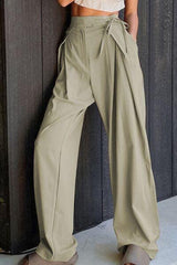 Tied High Waist Wide Leg Pants - Flyclothing LLC