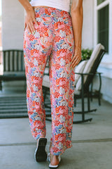 Printed Tie Waist Wide Leg Long Pants - Flyclothing LLC