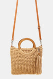 Fame Crochet Knit Convertible Tote Bag with Tassel - Flyclothing LLC