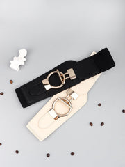 PU Elastic Wide Belt with Alloy Buckle - Flyclothing LLC