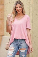 V-Neck Dropped Shoulder Tunic Top - Flyclothing LLC