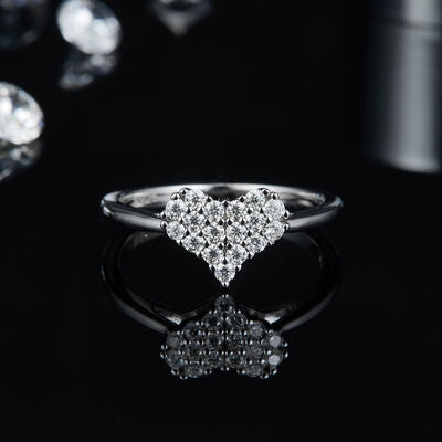 Moissanite 925 Sterling Silver Heart Ring - Flyclothing LLC