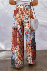 Bohemian Patchwork Drawstring Wide Leg Pants - Flyclothing LLC