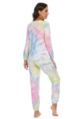 Tie-Dye Top and Drawstring Pants Lounge Set - Flyclothing LLC