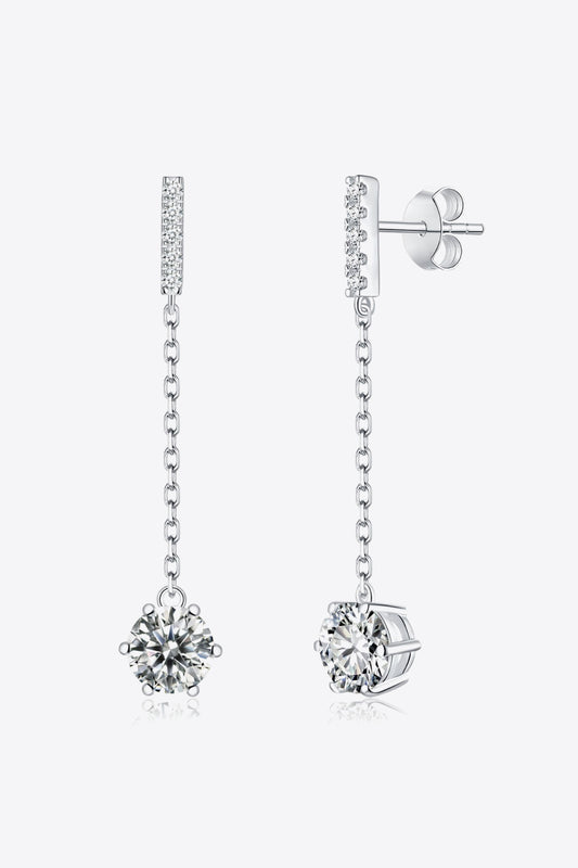 6-Prong Round Moissanite Drop Earrings - Flyclothing LLC