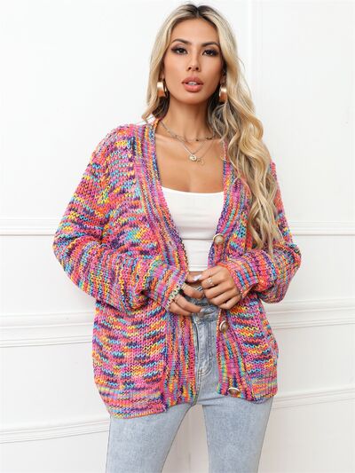 Button Up Dropped Shoulder Cardigan - Trendsi