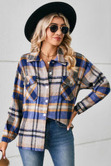 Collared Plaid Shacket - Flyclothing LLC