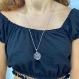 Jali Floral Turquoise Pendant Brass Necklace - Flyclothing LLC