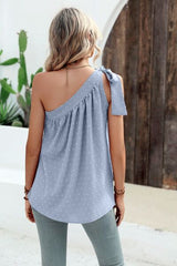 Swiss Dot Single Shoulder Tank - Flyclothing LLC