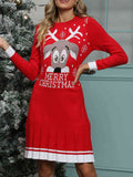 MERRY CHRISTMAS Graphic Pleated Sweater Dress - Flyclothing LLC