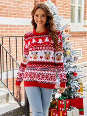 Christmas Round Neck Sweater - Trendsi