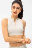 Full Size Cropped Cutout Back Zipper Front Active Tank Top - Flyclothing LLC