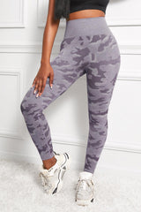 Camo Print Seamless High Waist Yoga Leggings - Trendsi