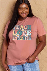 Simply Love Full Size TEACH LOVE INSPIRE Graphic Cotton T-Shirt - Flyclothing LLC