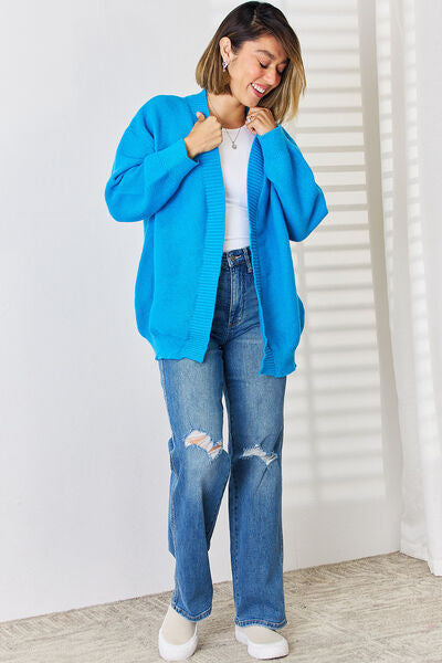 Open Front Dropped Shoulder Cardigan - Flyclothing LLC