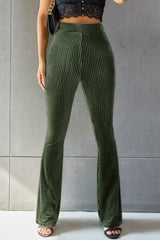 Ribbed High Waist Flare Pants - Flyclothing LLC