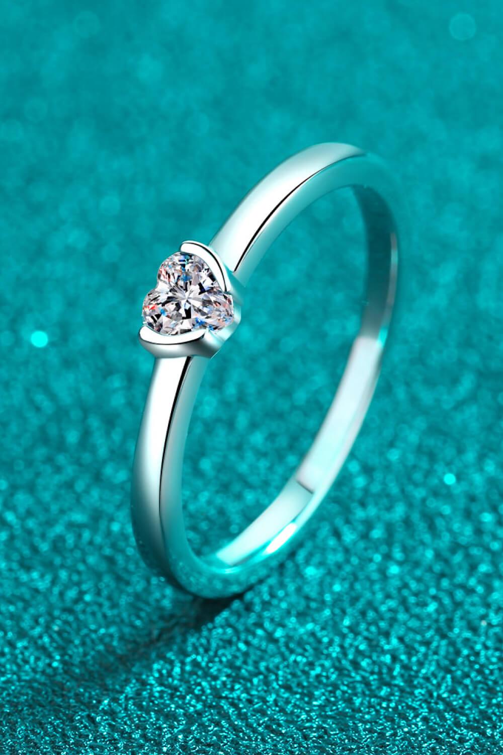 Heart-Shaped Moissanite Solitaire Ring - Flyclothing LLC