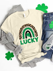 LUCKY Round Neck Short Sleeve T-Shirt - Flyclothing LLC