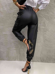 Tied High Waist Pants with Pockets - Flyclothing LLC