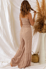 Floral Spaghetti Strap Smocked Wide Leg Jumpsuit - Flyclothing LLC