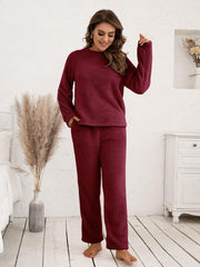 Teddy Long Sleeve Top and Pants Lounge Set - Flyclothing LLC