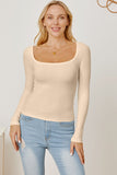 Square Neck Long Sleeve T-Shirt - Flyclothing LLC