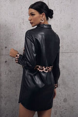 Tied Leopard Snap Down Trench Coat - Flyclothing LLC