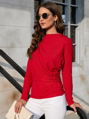 Ruched Long Sleeve T-Shirt - Flyclothing LLC