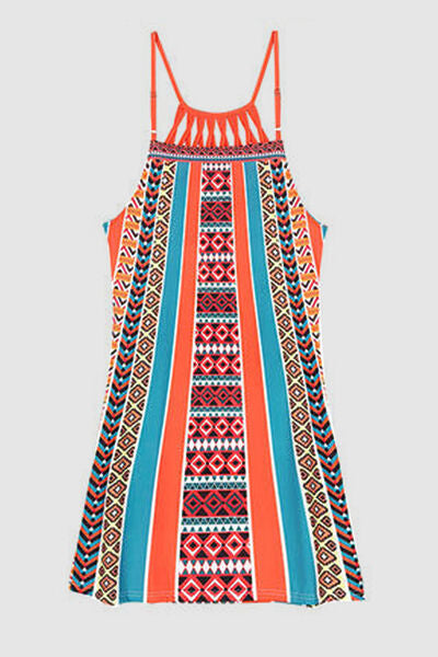 Printed Grecian Neck Mini Dress - Flyclothing LLC