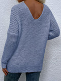 Rib-Knit V-Neck Tunic Sweater - Flyclothing LLC