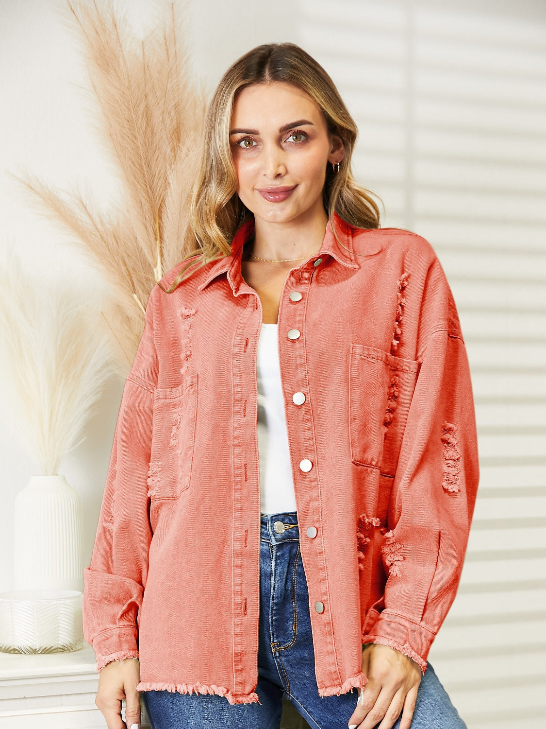 Trendsi Pink Denim Jacket