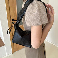 PU Leather Drawstring Shoulder Bag - Trendsi