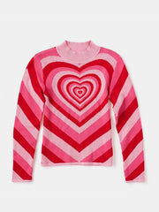 Heart Mock Neck Long Sleeve Sweater - Flyclothing LLC