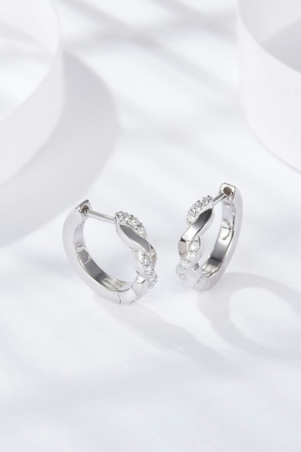 Moissanite Twisted Platinum-Plated Earrings - Flyclothing LLC