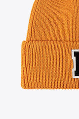 Letter Patch Cuffed Knit Beanie - Flyclothing LLC