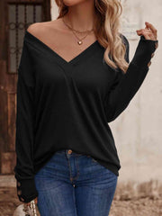 V-Neck Long Sleeve Top - Flyclothing LLC