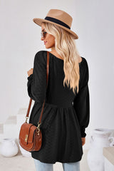 V-Neck Lantern Sleeve Blouse - Flyclothing LLC