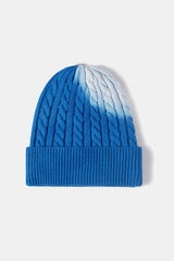 Contrast Tie-Dye Cable-Knit Cuffed Beanie - Flyclothing LLC