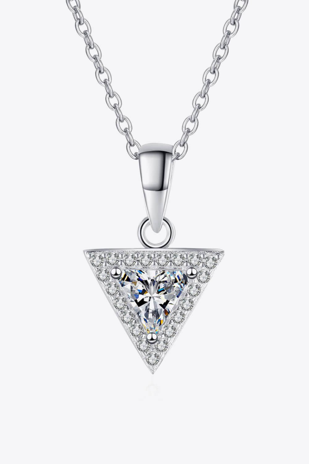 925 Sterling Silver Triangle Moissanite Pendant Necklace - Flyclothing LLC