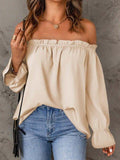 Off-Shoulder Flounce Sleeve Blouse - Trendsi