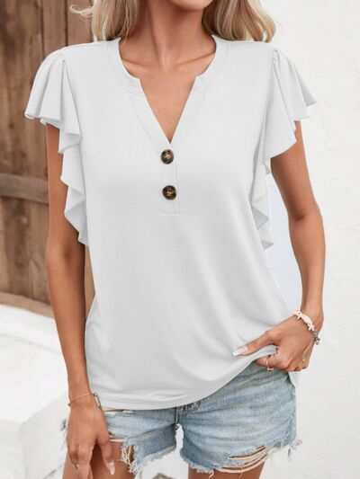 Notched Cap Sleeve T-Shirt - Flyclothing LLC