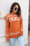 Reindeer & Snowflake Pattern Dropped Shoulder Pullover Sweater - Flyclothing LLC