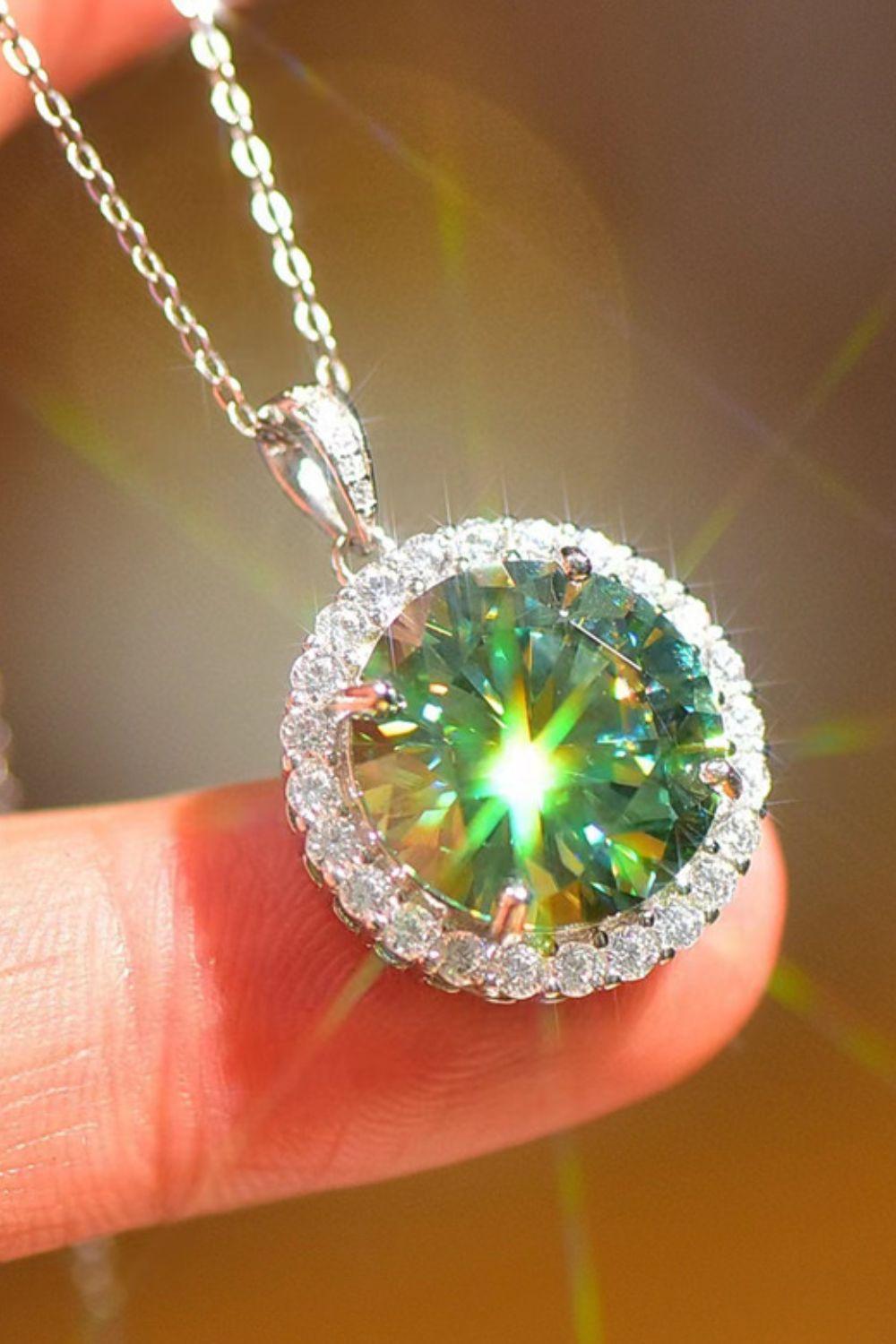 10 Carat Moissanite Pendant Platinum-Plated Necklace - Flyclothing LLC