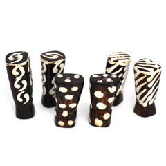 African Natural Bone Salt & Pepper Shakers, Traditional Batik Designs - Flyclothing LLC