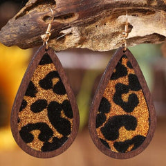 Sequin Wood Teardrop Earrings - Trendsi