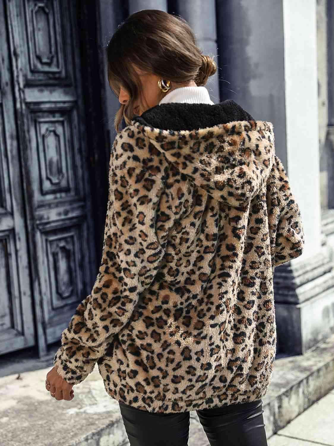 Leopard Zip-Up Hooded Jacket - Flyclothing LLC