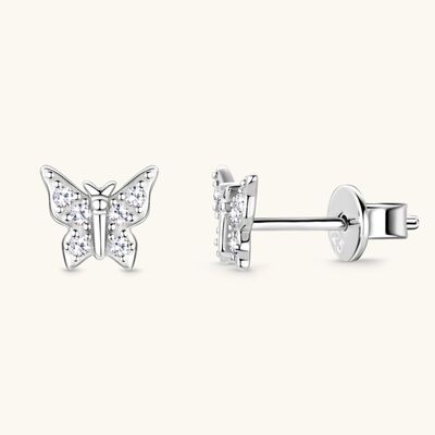 Moissanite 925 Sterling Silver Butterfly Stud Earrings - Flyclothing LLC