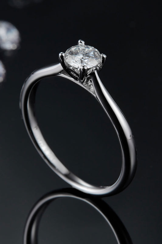 Moissanite 925 Sterling Silver Solitaire Ring - Flyclothing LLC