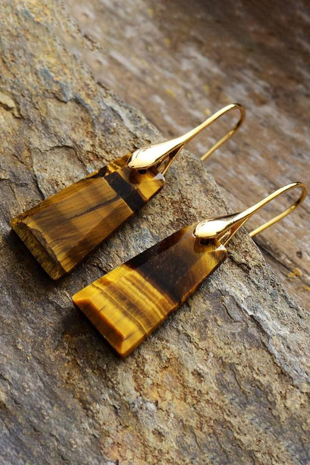 Handmade Geometrical Shape Natural Stone Dangle Earrings - Flyclothing LLC