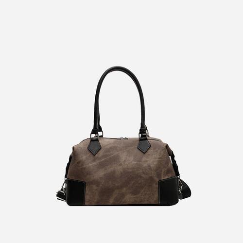 Contrast PU Leather Shoulder Bag - Flyclothing LLC